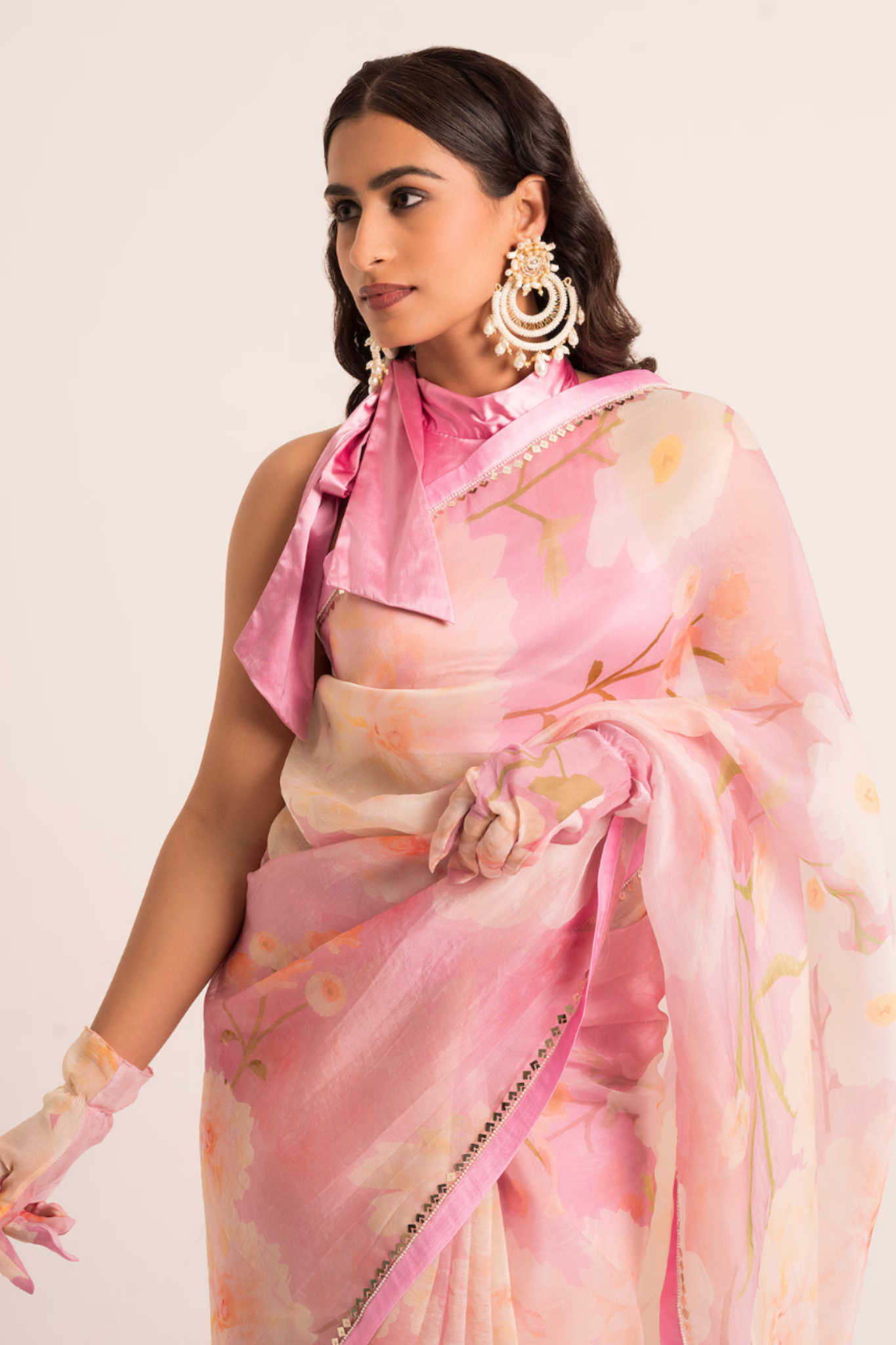 Pink Floral Saree