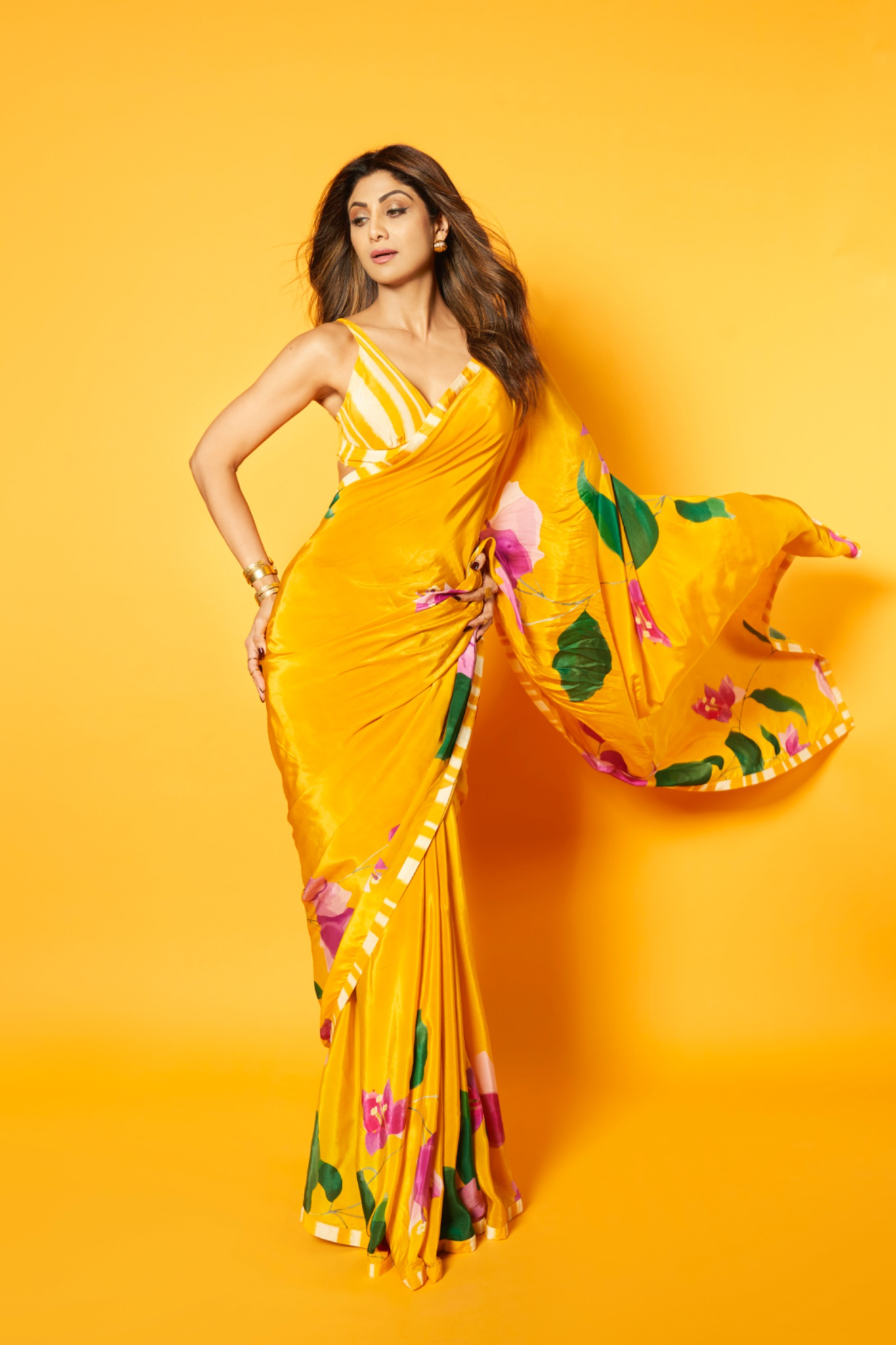 Yellow Bougainvillea Saree