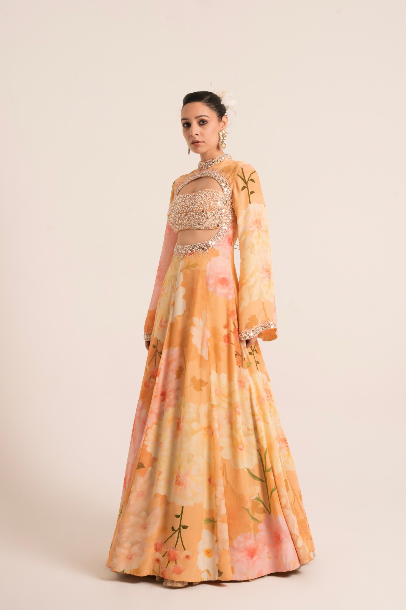 Peach Embellished Anarkali