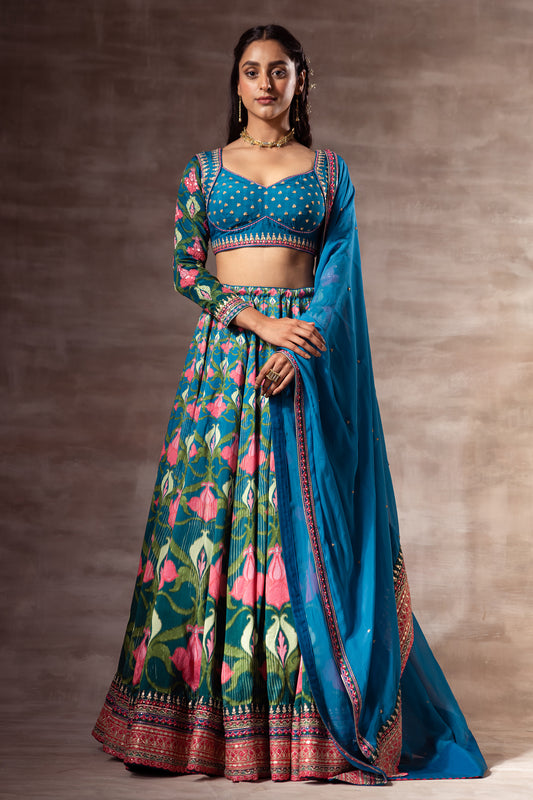 Lotus Pond Print Lehenga