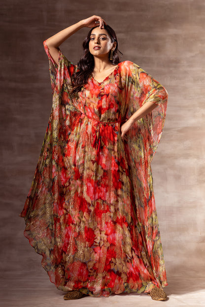 Red Rose Kaftaan Dress