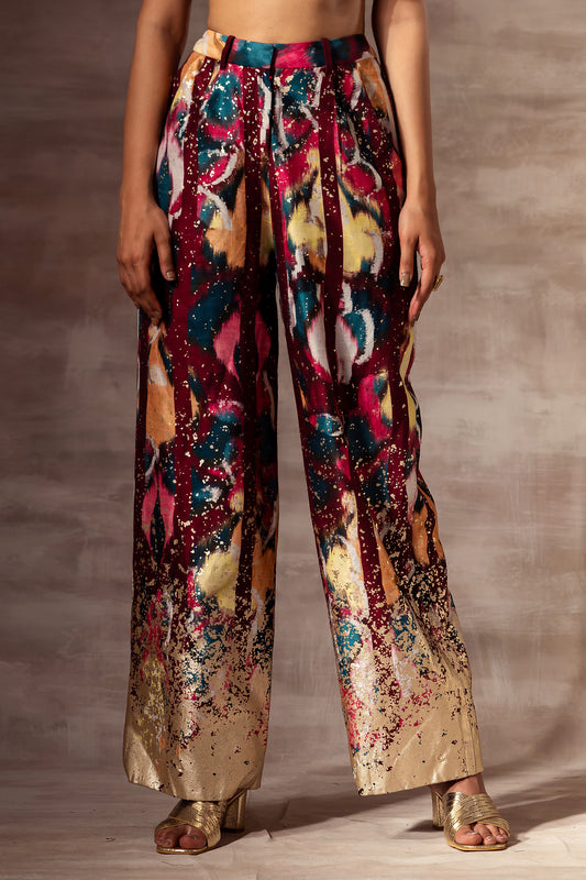 Ikat Raw Silk Pants