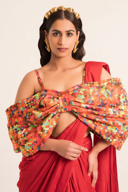 Pixel pre-draped saree