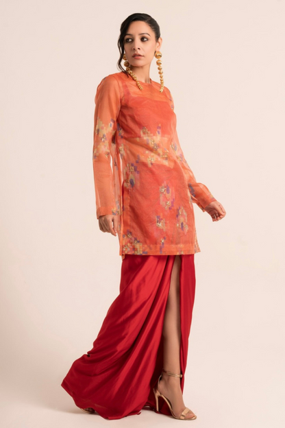 Pixel Sheer Kurta and Draped Dhoti