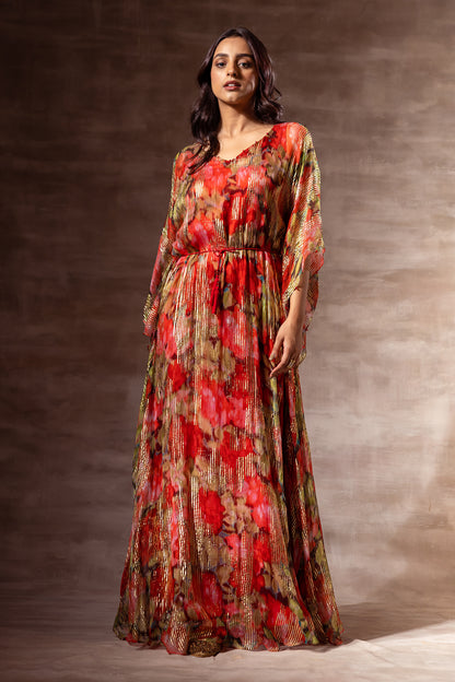 Red Rose Kaftaan Dress