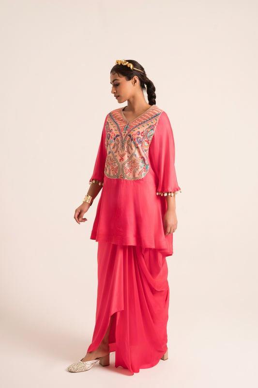 Rangrez Kaftan And Dhoti Set