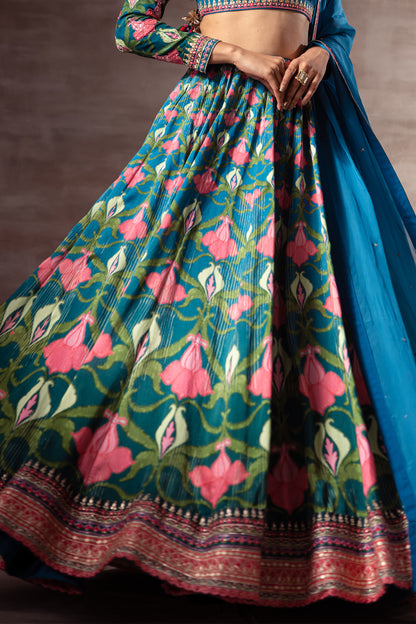 Lotus Pond Print Lehenga