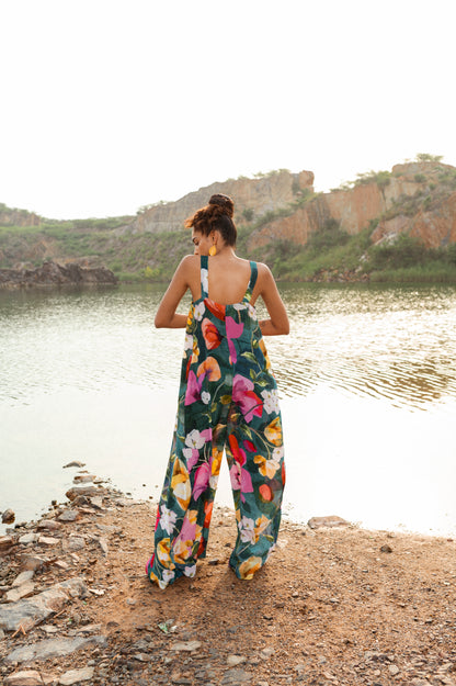 Green Orchid Flared Jumpsuit