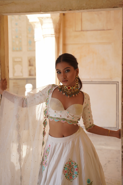 Ivory Paisley Embroidered Lehenga Set