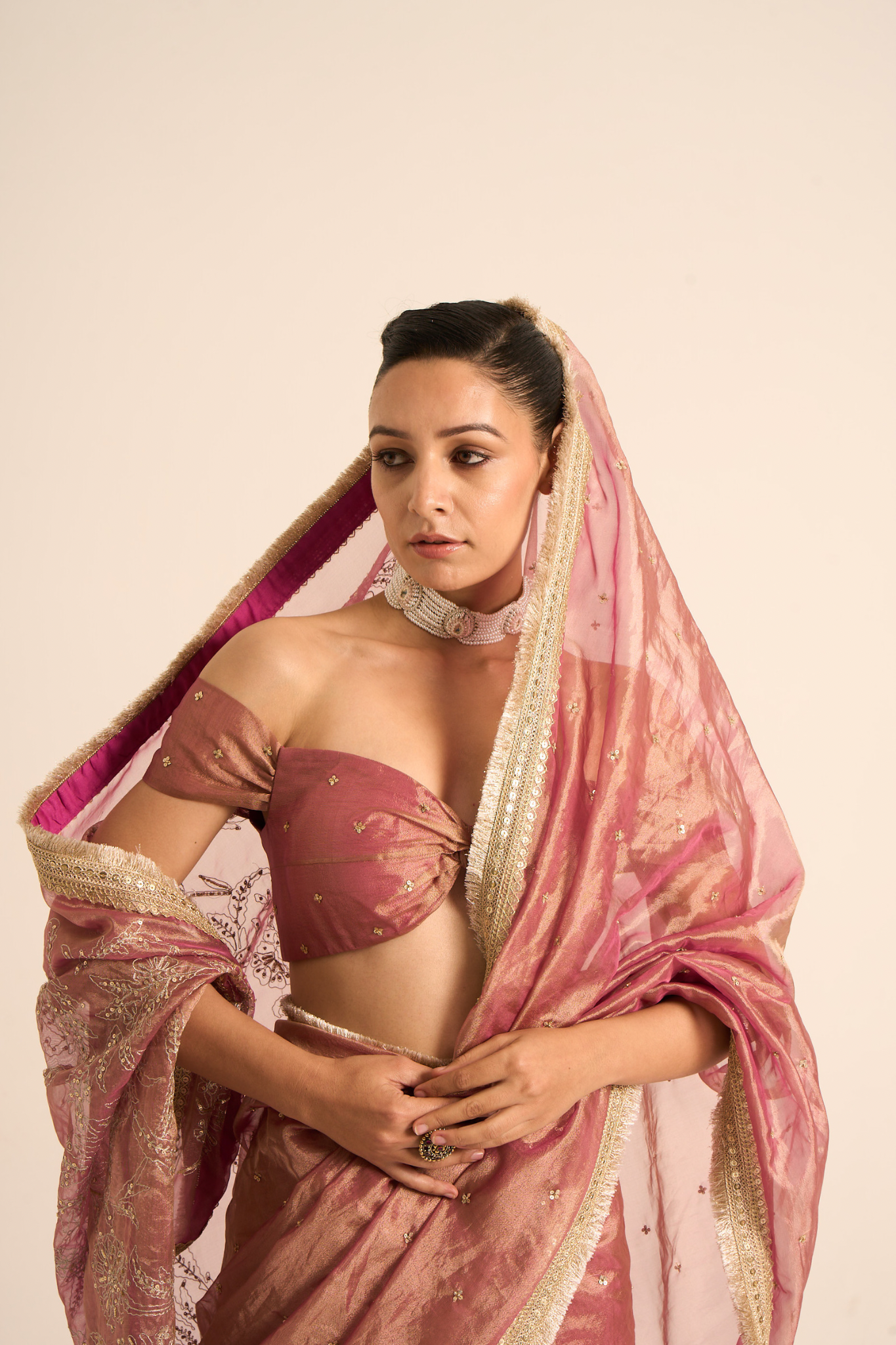 Sunehri Tissue Saree