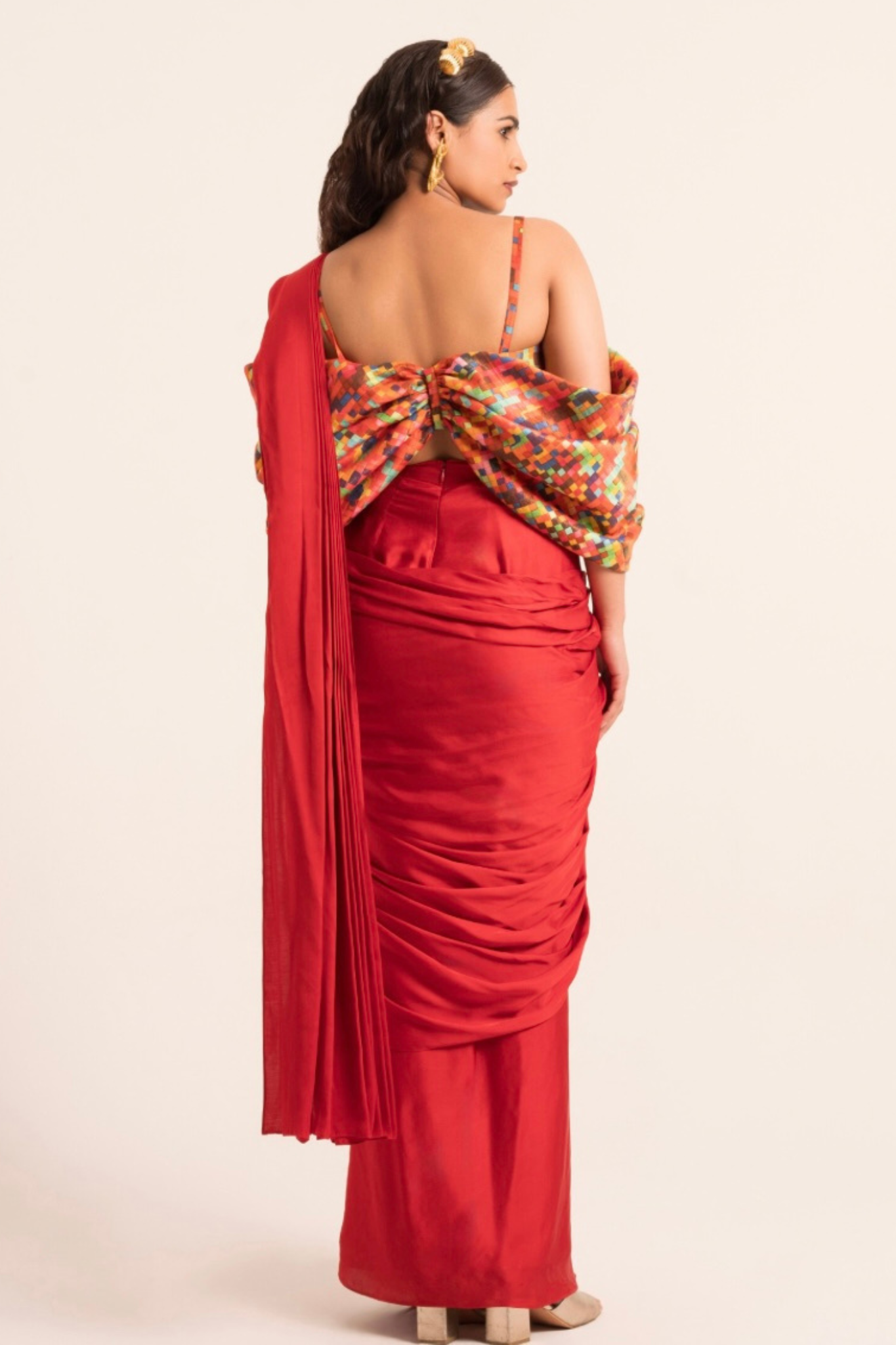 Pixel pre-draped saree