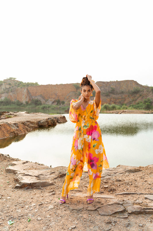 Yellow Orchid Kaftan Set