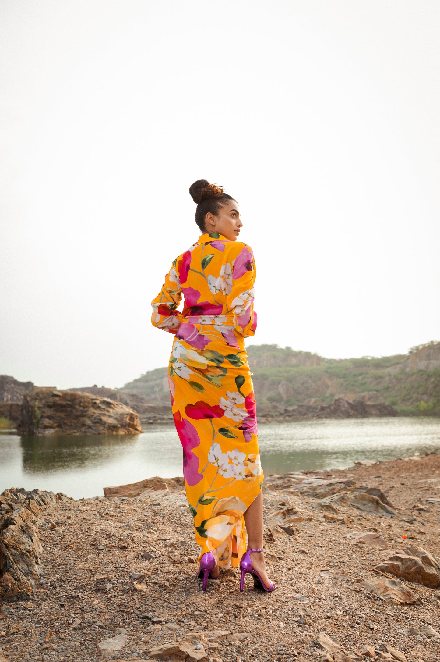 Yellow Orchid Draped Dress