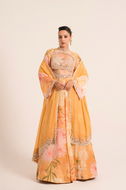 Peach Embellished Anarkali