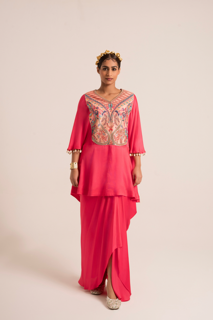 Rangrez Kaftan And Dhoti Set