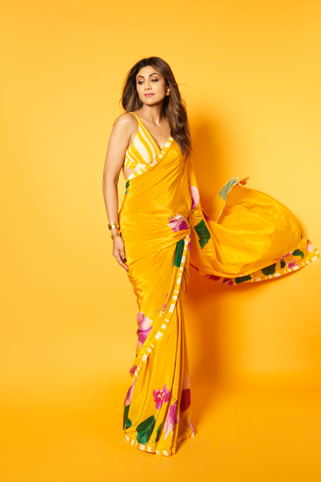 Yellow Bougainvillea Saree