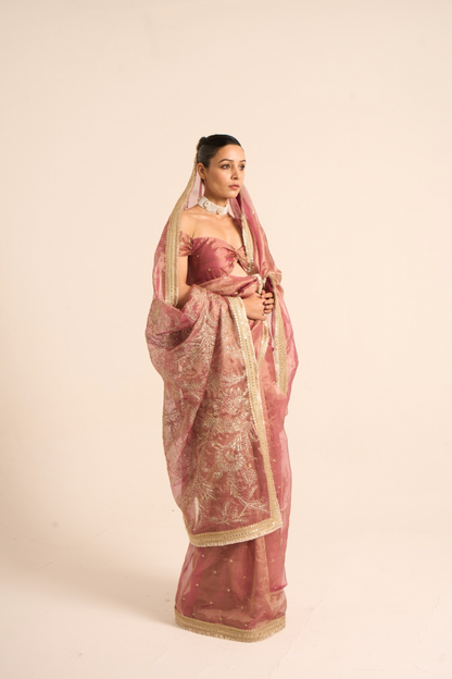 Sunehri Tissue Saree