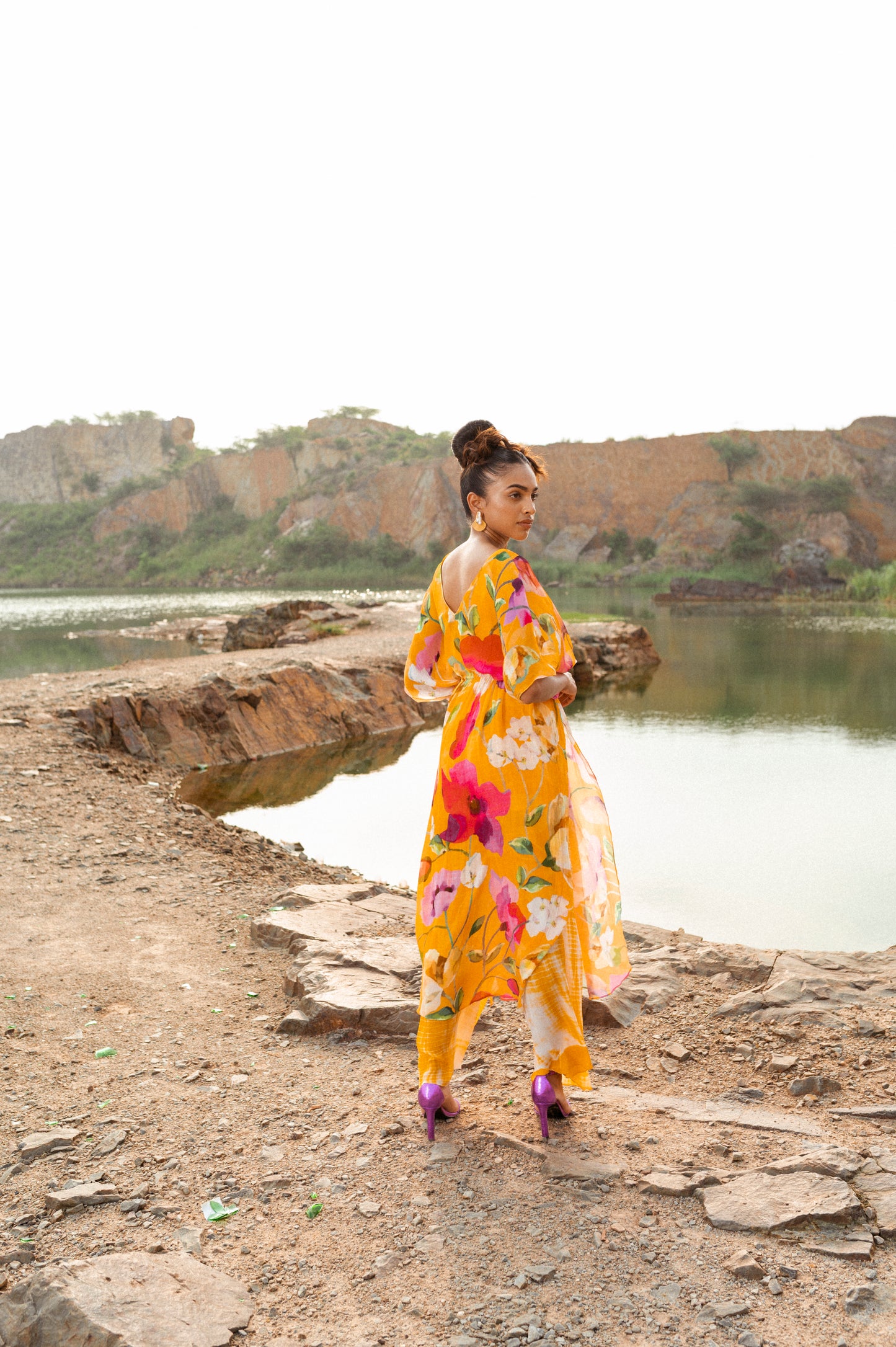 Yellow Orchid Kaftan Set