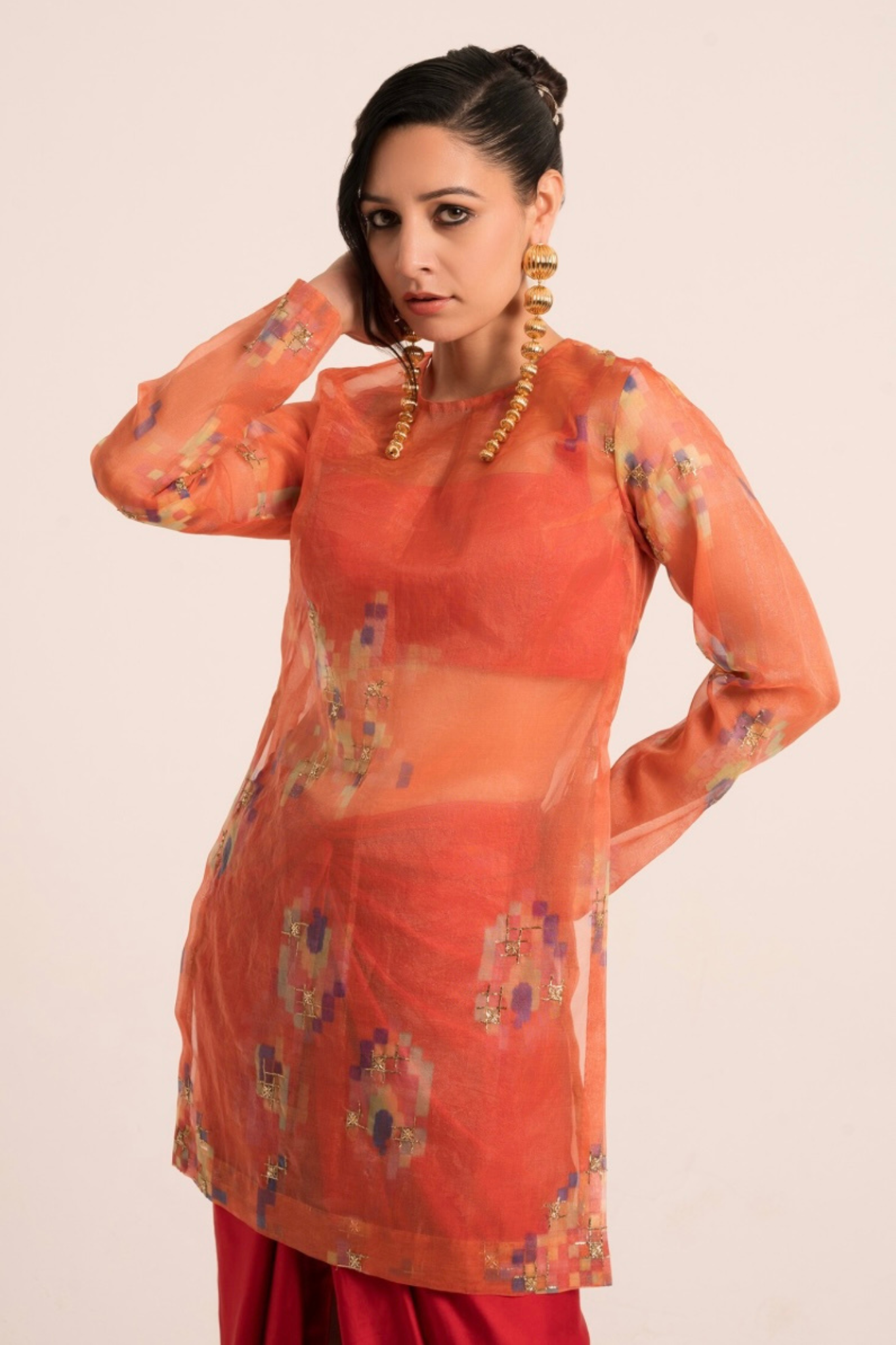 Pixel Sheer Kurta and Draped Dhoti