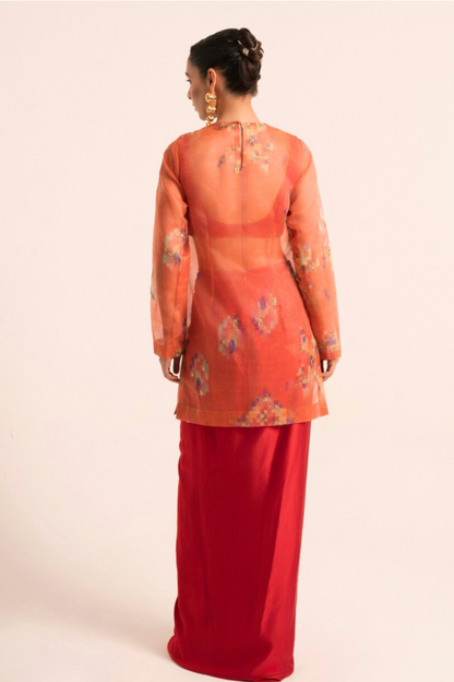 Pixel Sheer Kurta and Draped Dhoti