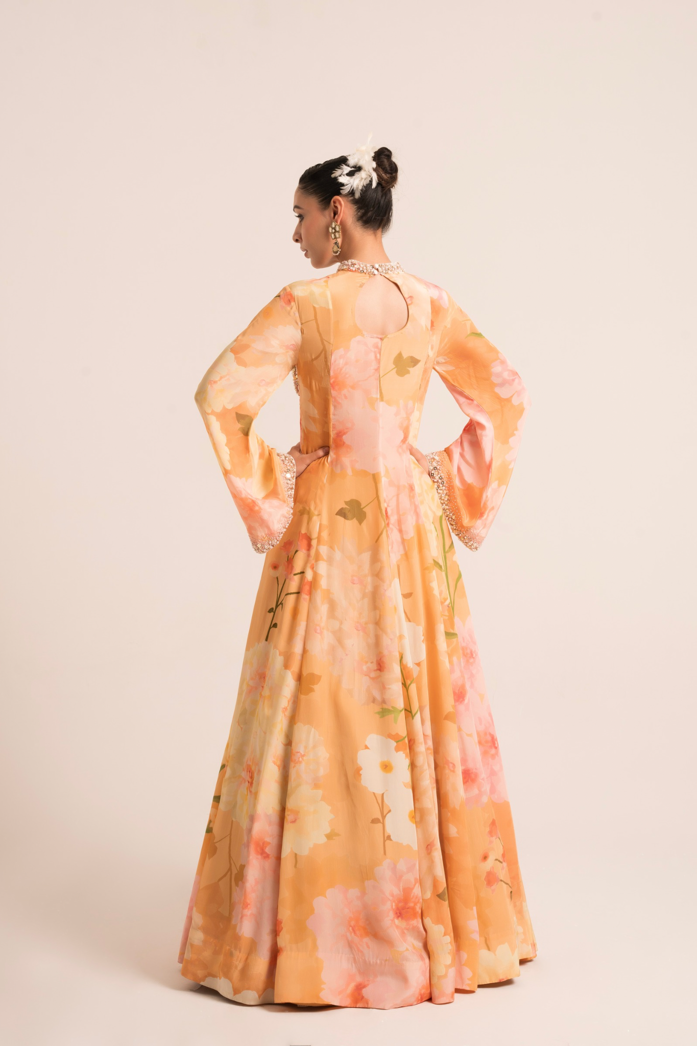 Peach Embellished Anarkali