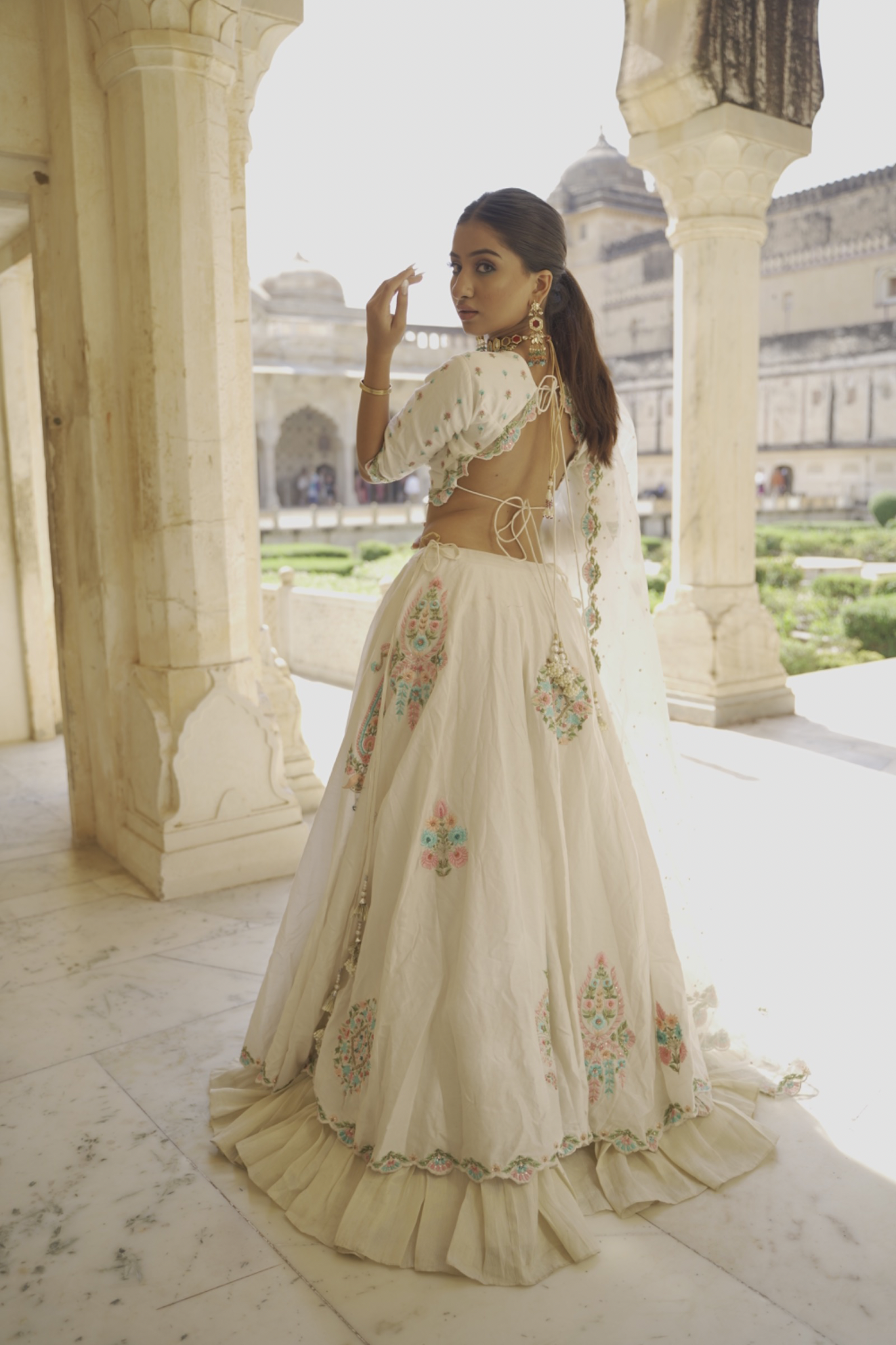 Ivory Paisley Embroidered Lehenga Set