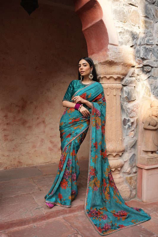 Floral Printed Bunch Saree