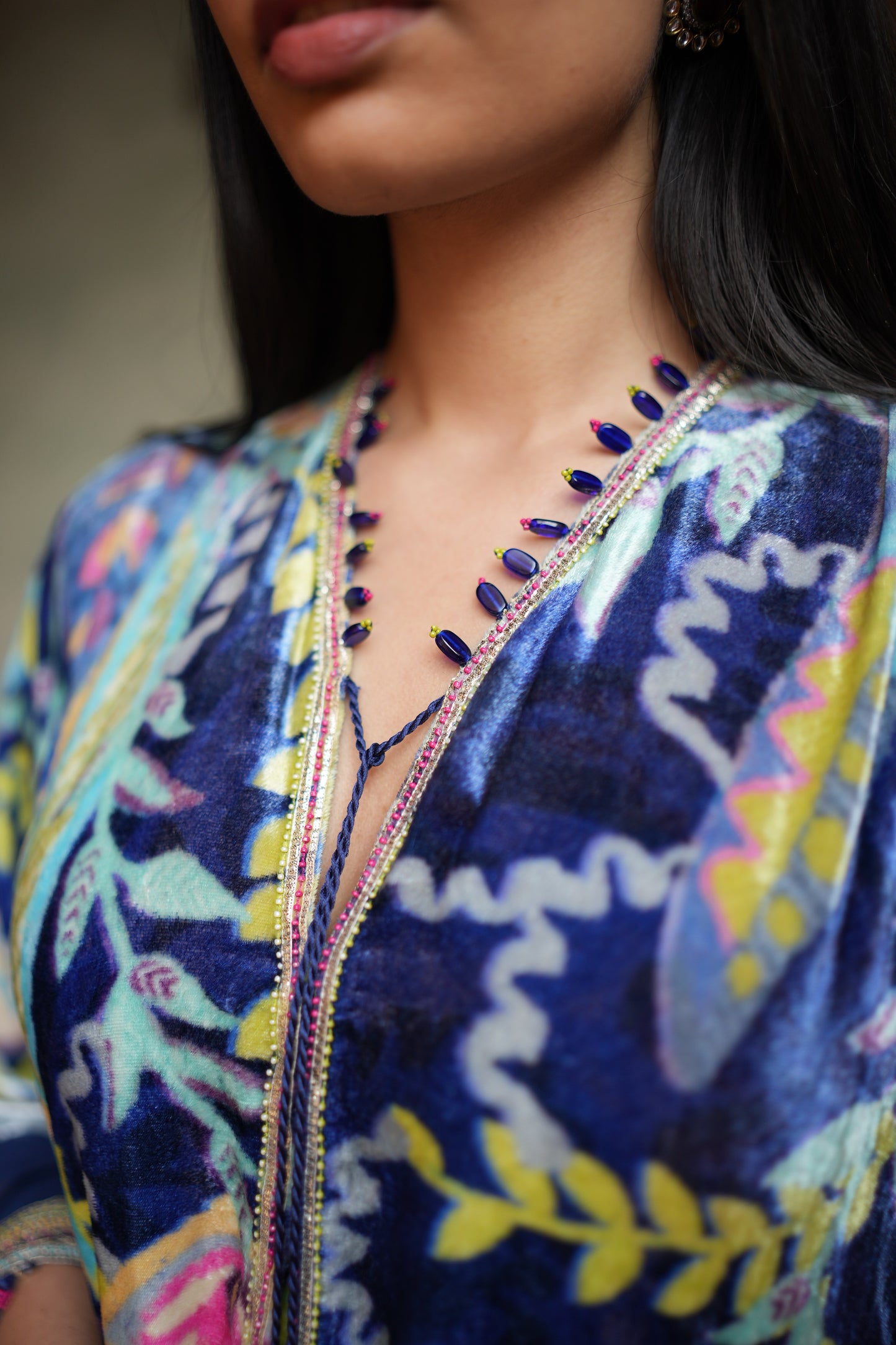 Abstract Paisley Velvet Kaftan