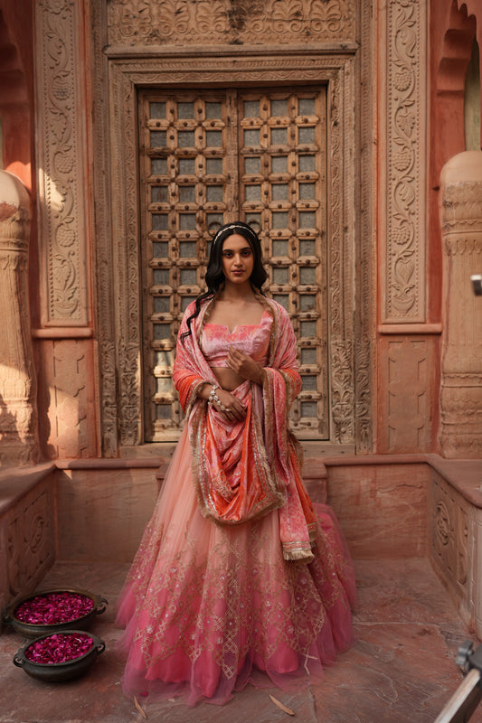 Millennial Pink Velvet Lahenga