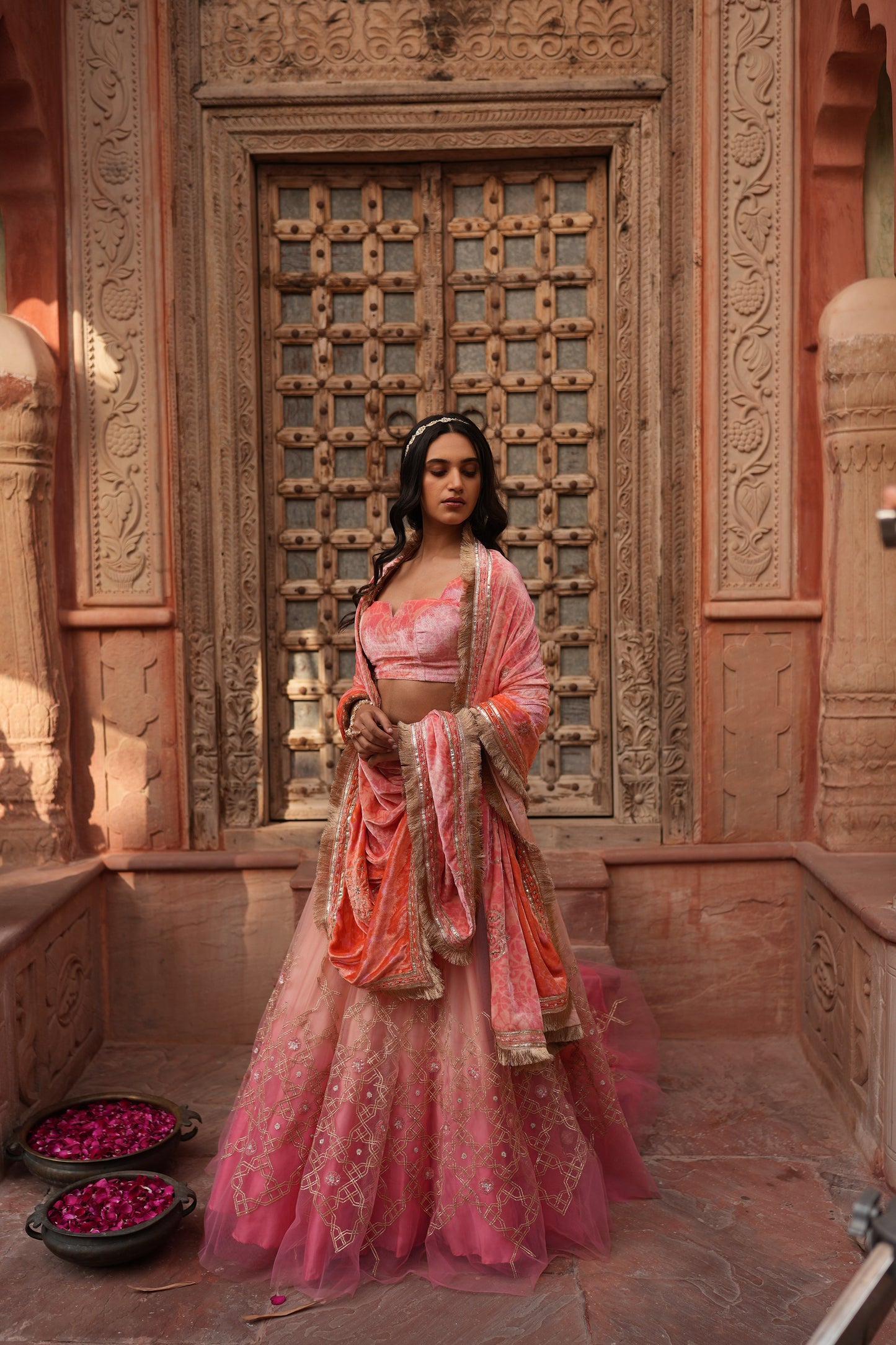 Millennial Pink Velvet Lahenga